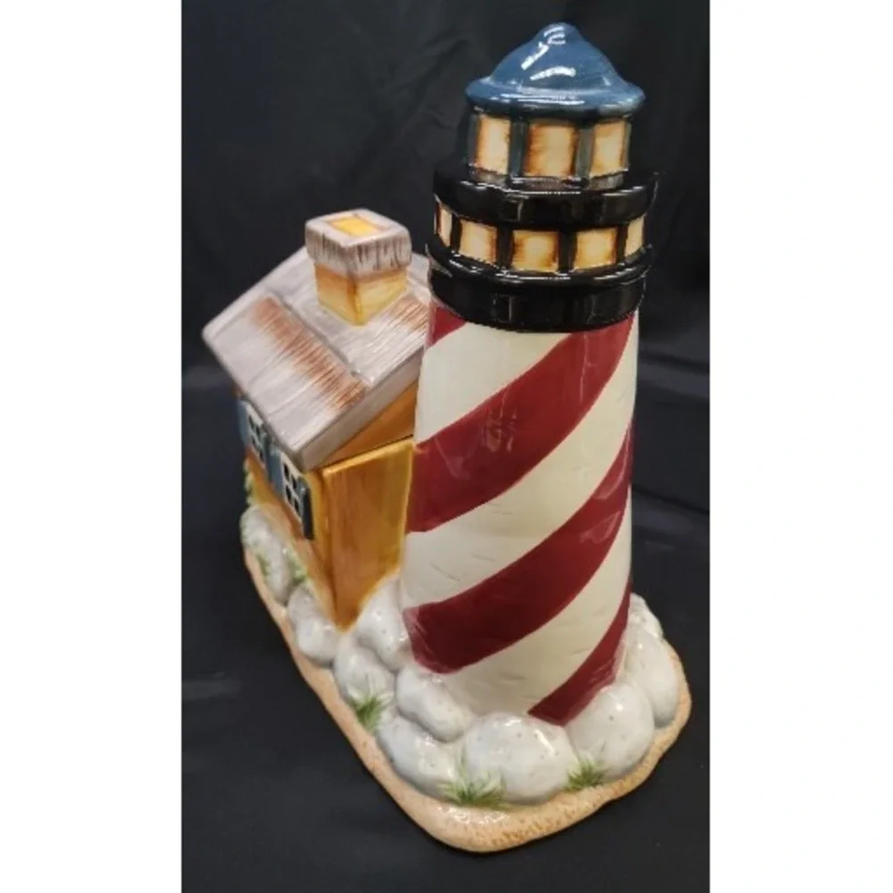 Cookie Jar Lighthouse Beach Home Nautical Kitchen Decor Storage Canister Gibson